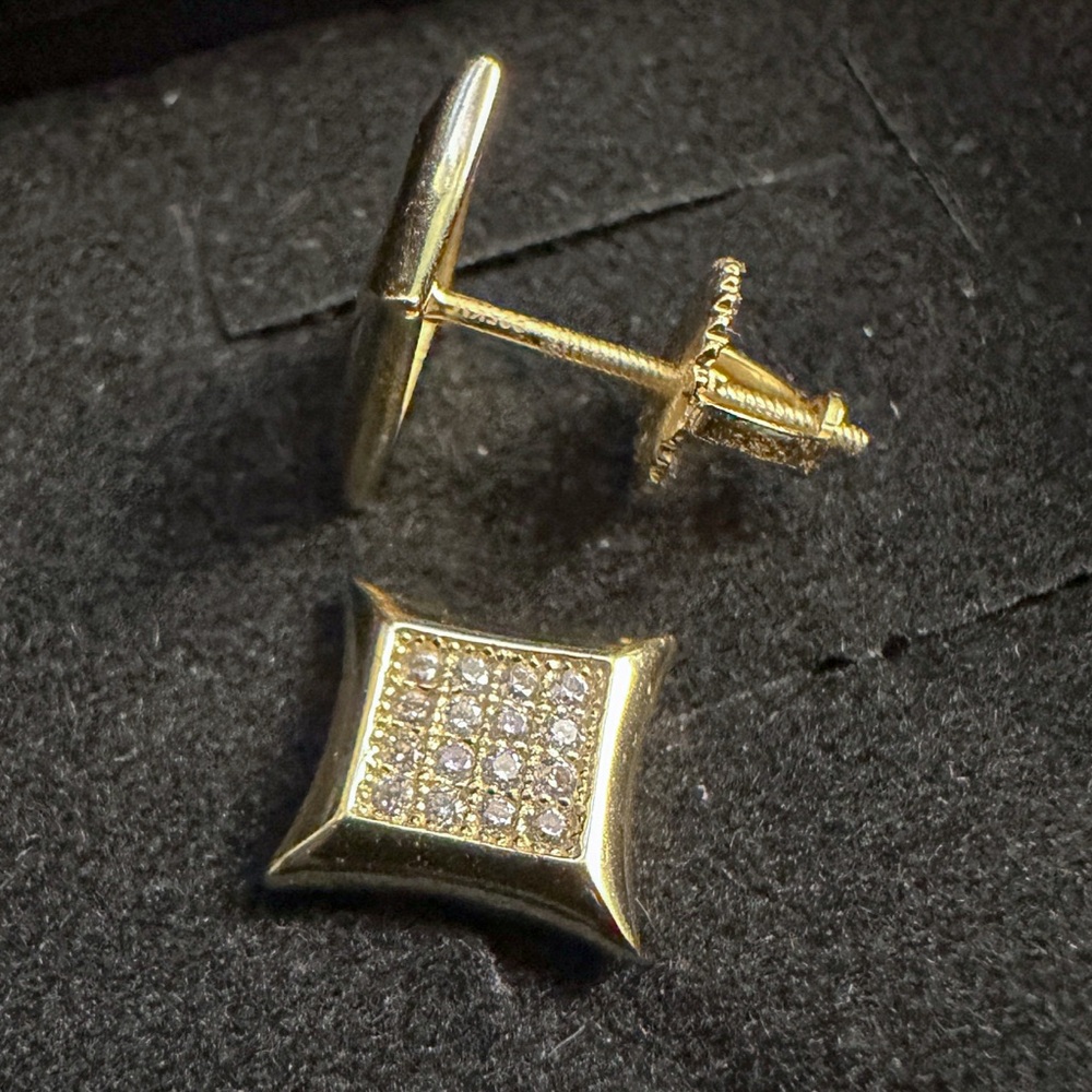 Gold Stud Earrings with Moissanite Accents